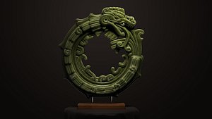 Ouroboros Mayan Jade Sculpture model