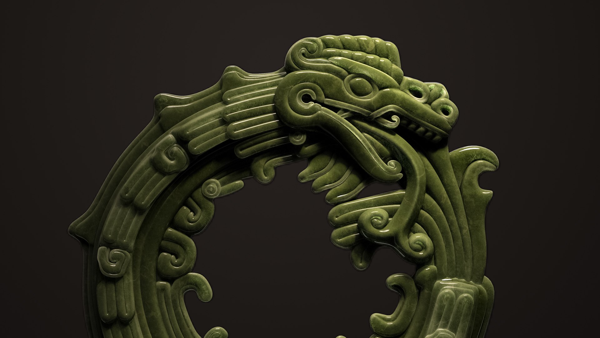 Ouroboros Mayan Jade Sculpture Model - TurboSquid 2057031