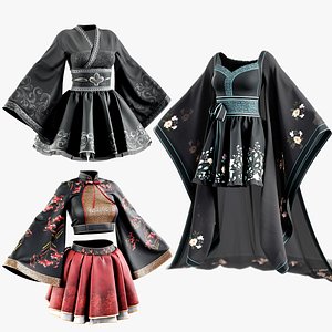 3 Fantasy Dresses 3D model