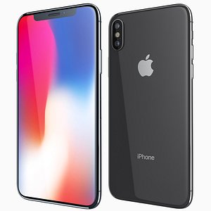 3D model apple iphone x dark grey