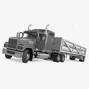 Freight Truck with LNG Semi Trailer Gas Tank Rigged for Maya