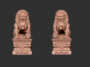 3D guardian lions model