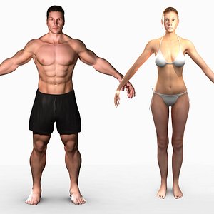 unrigged male female combo 3d ma
