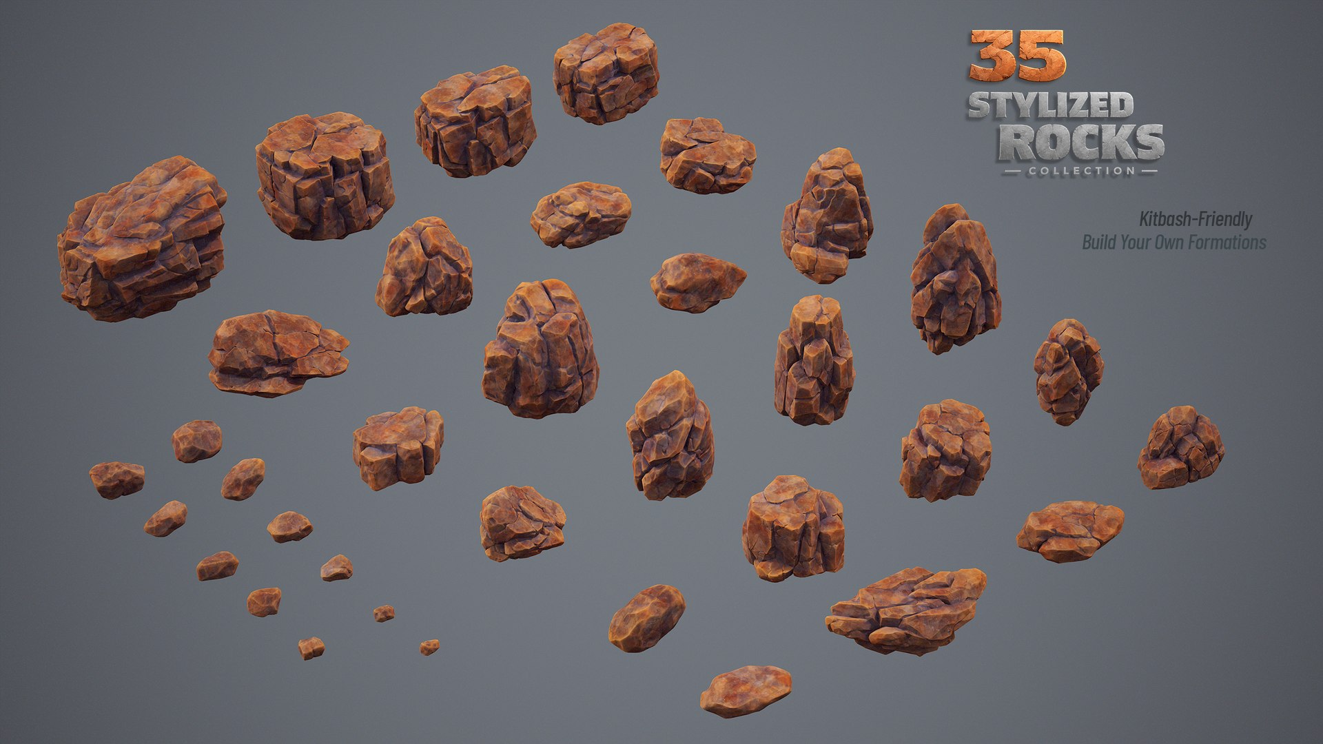 3D 35 Stylized Rocks Collection https://p.turbosquid.com/ts-thumb/kI/T2P9VF/2n/sceneset02/jpg/1792135546/1920x1080/fit_q87/4792e52674db53962c7e74a0f662efe9a7ad6ea4/sceneset02.jpg