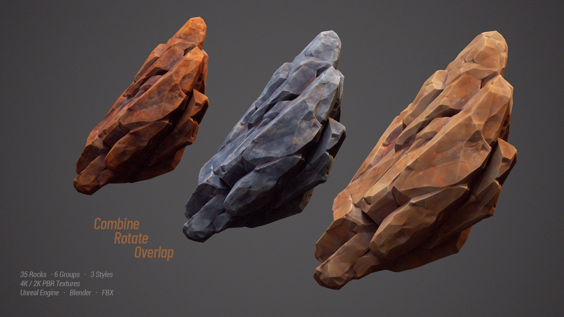 3D 35 Stylized Rocks Collection https://p.turbosquid.com/ts-thumb/kI/T2P9VF/B8/scene07/jpg/1792134300/1920x1080/fit_q87/e4316f471fce566e67b6e51972cd7322bcf3190f/scene07.jpg