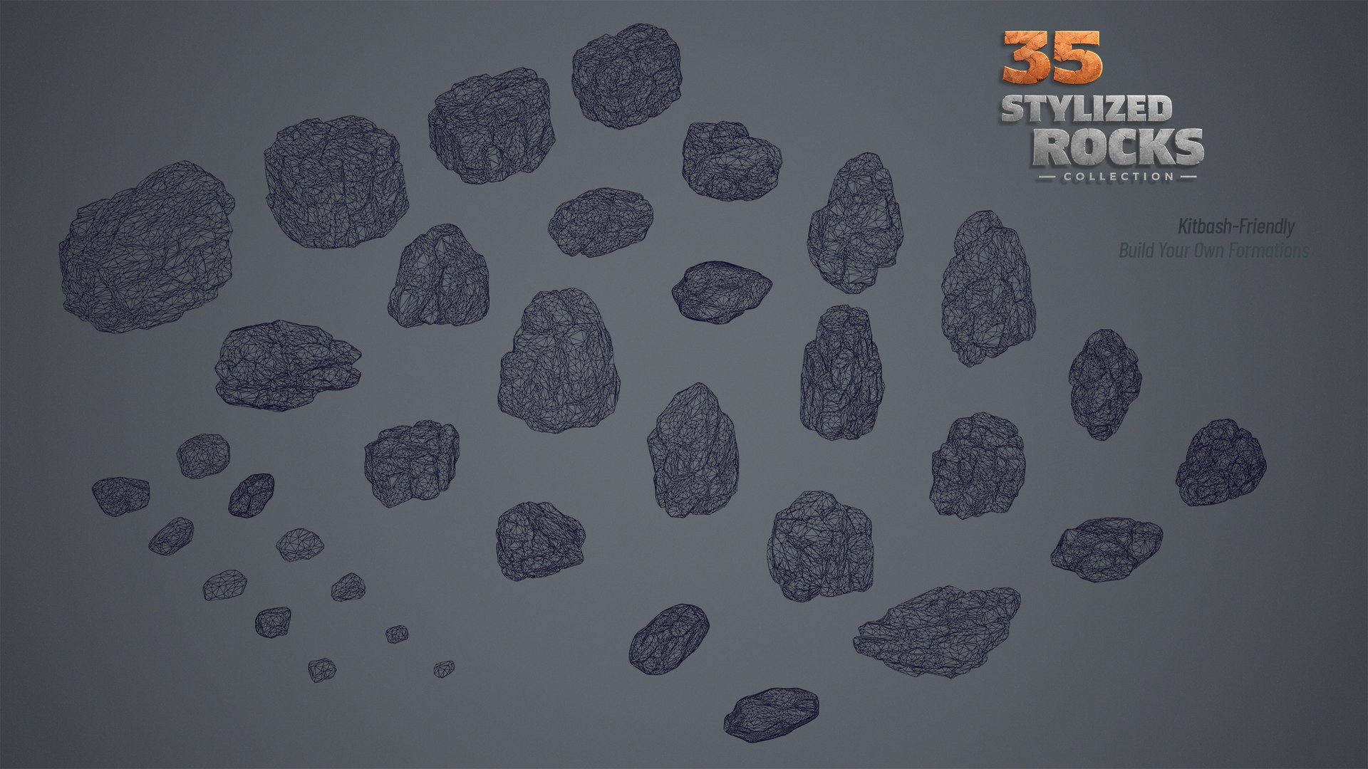 3D 35 Stylized Rocks Collection https://p.turbosquid.com/ts-thumb/kI/T2P9VF/Hq/sceneset04/jpg/1792135548/1920x1080/fit_q87/87cc7a5432705381adde250d3b2bfa7629bead07/sceneset04.jpg