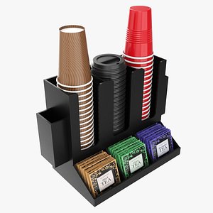 Coffee bar organizer cup sugar milk caddy 3D model