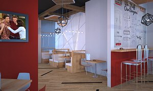 3D restaurant cafe interior scene model