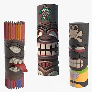 Wooden Tiki Totems Collection