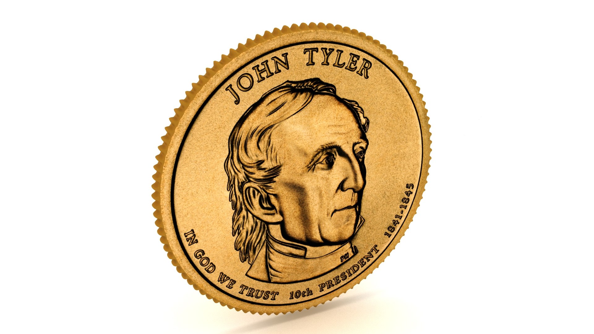 3D Model 10 Th PRESIDENT John Tyler Presidential 1 Coin - TurboSquid ...