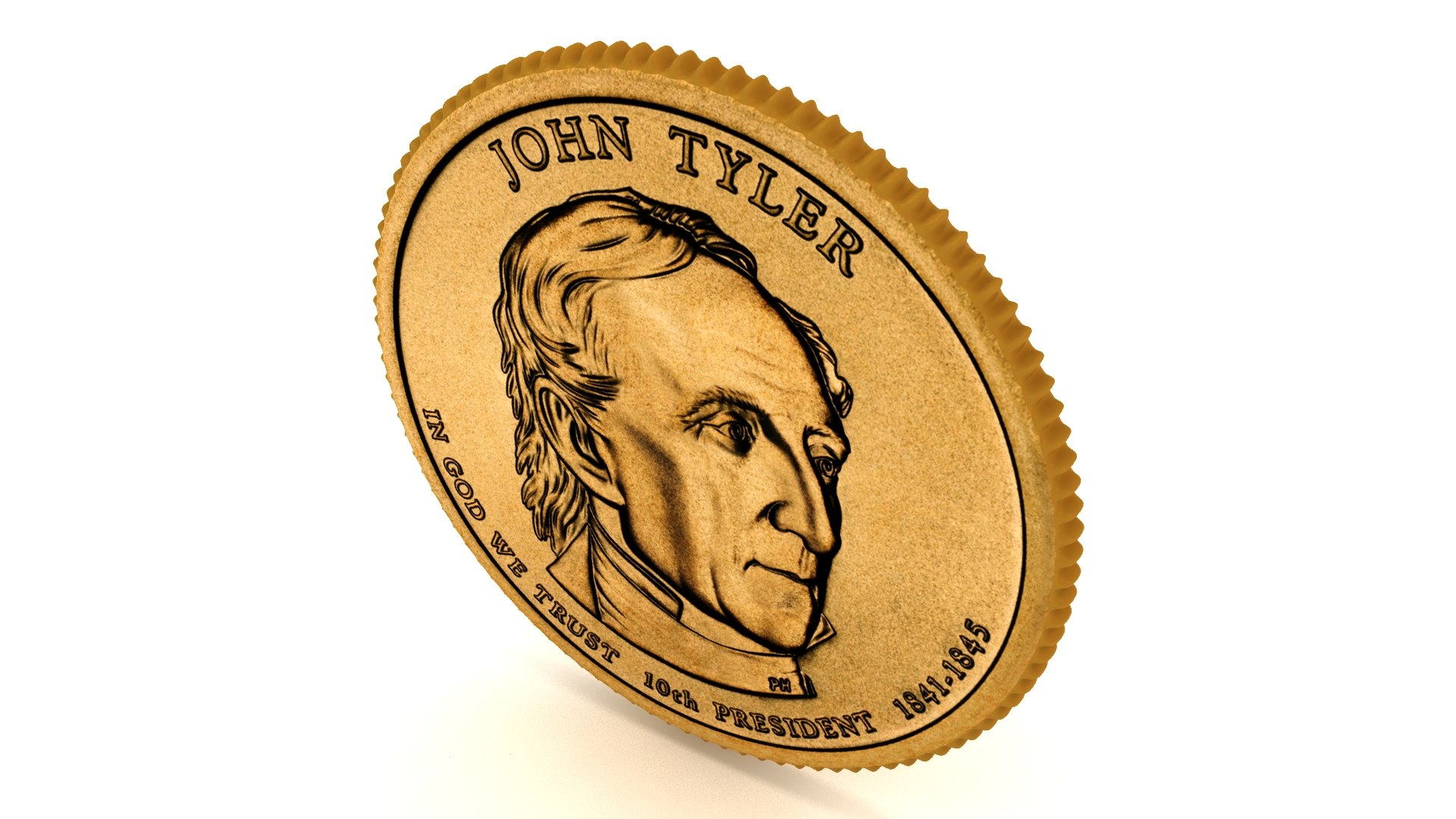 3D Model 10 Th PRESIDENT John Tyler Presidential 1 Coin - TurboSquid ...