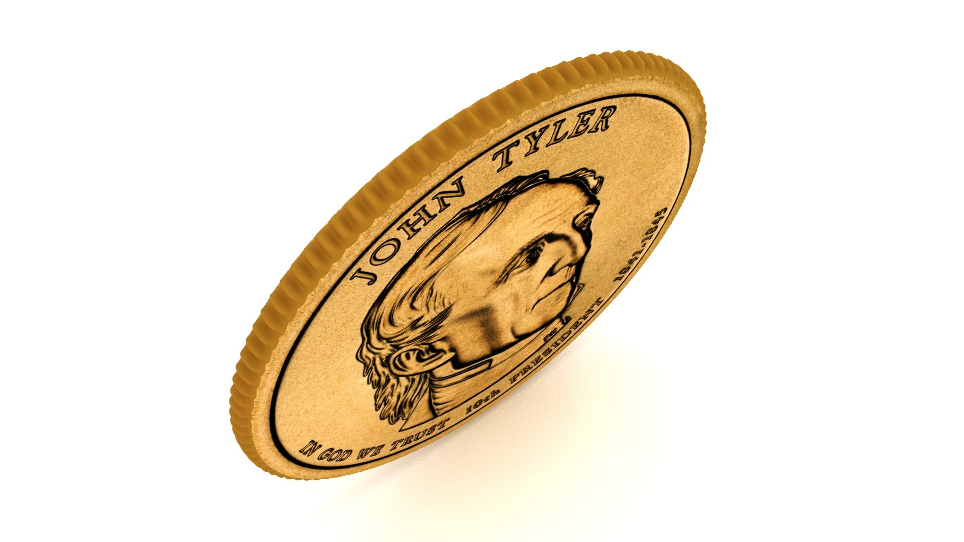 3D Model 10 Th PRESIDENT John Tyler Presidential 1 Coin - TurboSquid ...