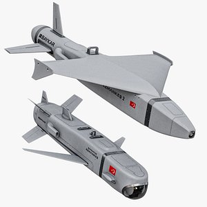 3D Rigged X2 Baykar Kemankes Cruise Missiles PBR Package