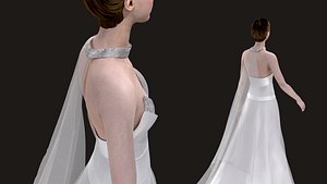 Wedding Dress 3D Model  Elegant Bridal Gown  Game Ready FBX  PBR Textures