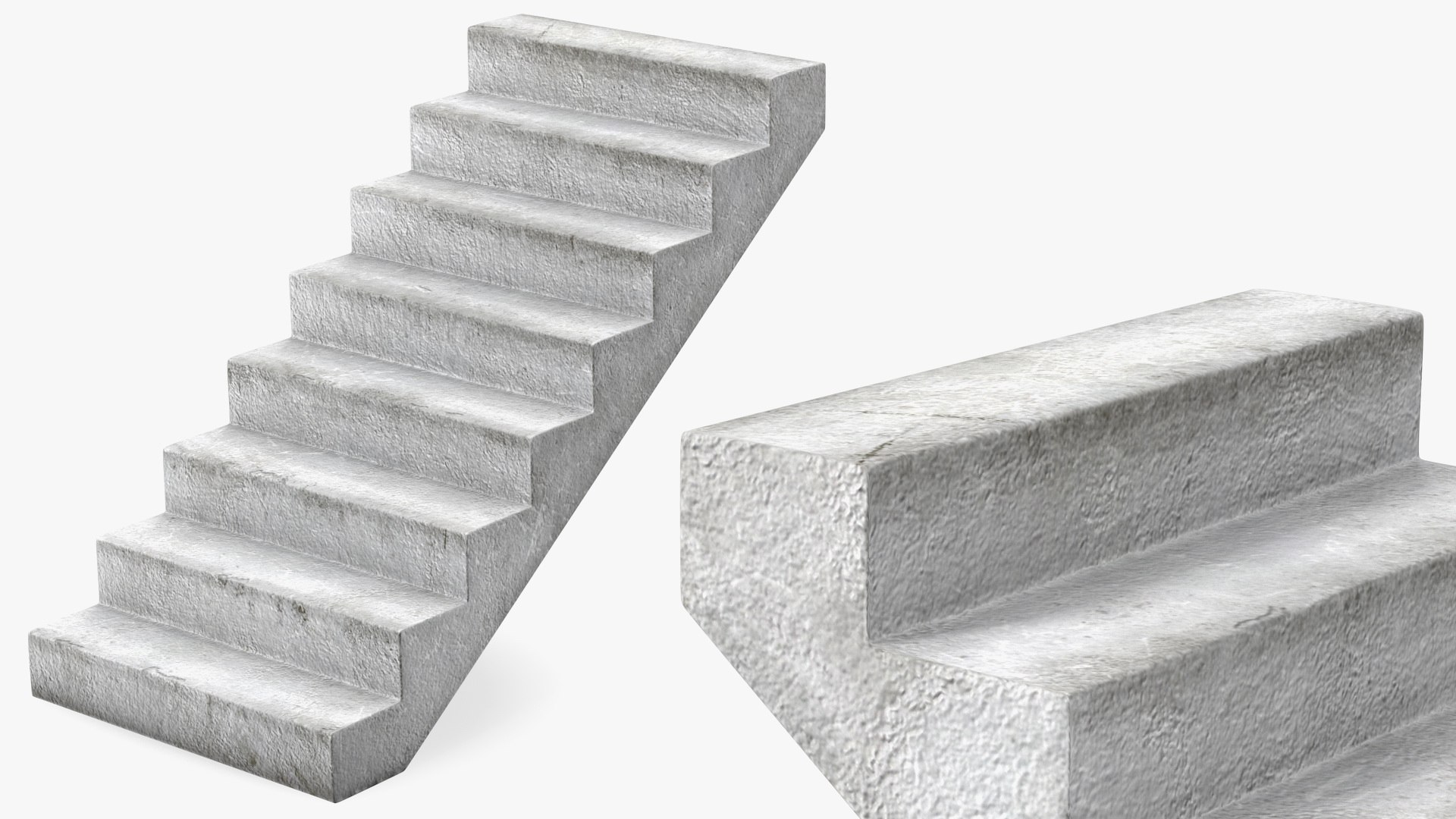 Concrete Stairs 3D model preview