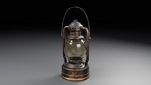 Vintage Hurricane Lantern - Heavily Worn Iron PBR Subdivision Ready