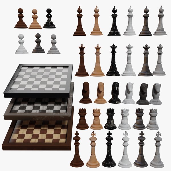 Chess Game Pieces - Full Pack - Jogo de Xadrez 3D Model Collection