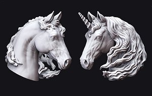 3D model Horse and Unicorn Head