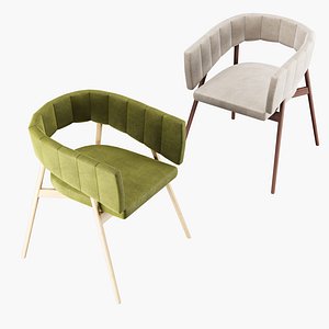 3D Modern velvet dining chair low-poly model