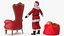 3D Santa Claus with Open Bag and a Throne Chair model