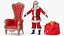 3D Santa Claus with Open Bag and a Throne Chair model