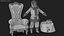 3D Santa Claus with Open Bag and a Throne Chair model