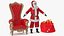 3D Santa Claus with Open Bag and a Throne Chair model