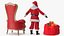 3D Santa Claus with Open Bag and a Throne Chair model