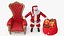 3D Santa Claus with Open Bag and a Throne Chair model