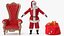 3D Santa Claus with Open Bag and a Throne Chair model