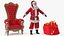 3D Santa Claus with Open Bag and a Throne Chair model