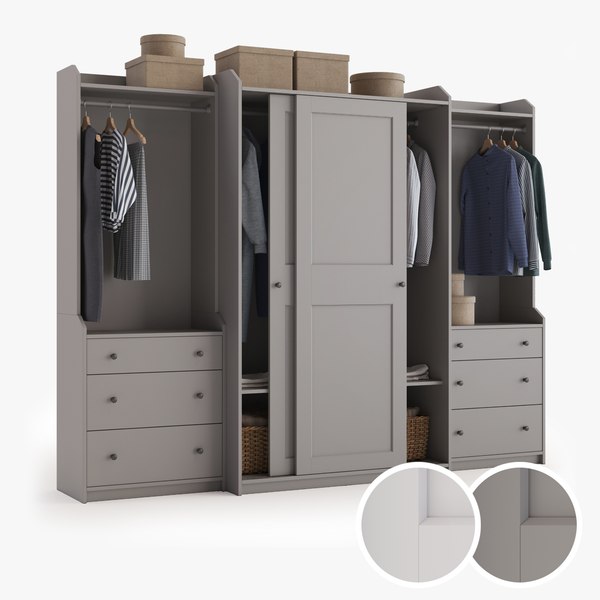 HAUGA combinación armario, gris, 258x55x199 cm - IKEA