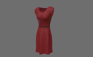 3D model red dress