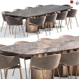 Dill Dining chair and Papel Keramik Table Cattelan Italia 3D model