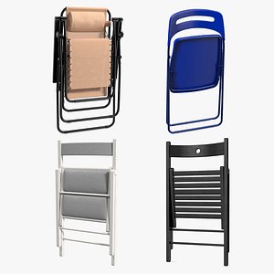 3D Folding Chairs Closed Collection 3 model