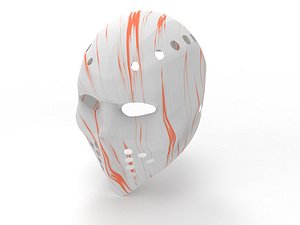 Low-poly white hockey goalie mask 3D model