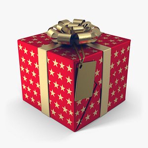 Gift Box Lable Red 3D model