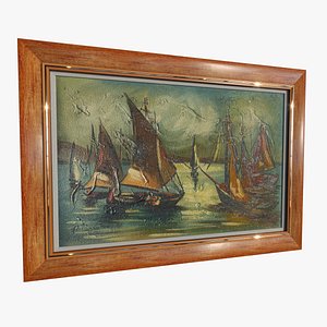 3D sailing boats oil painting