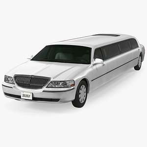 Generic Limousine White Rigged 3D model