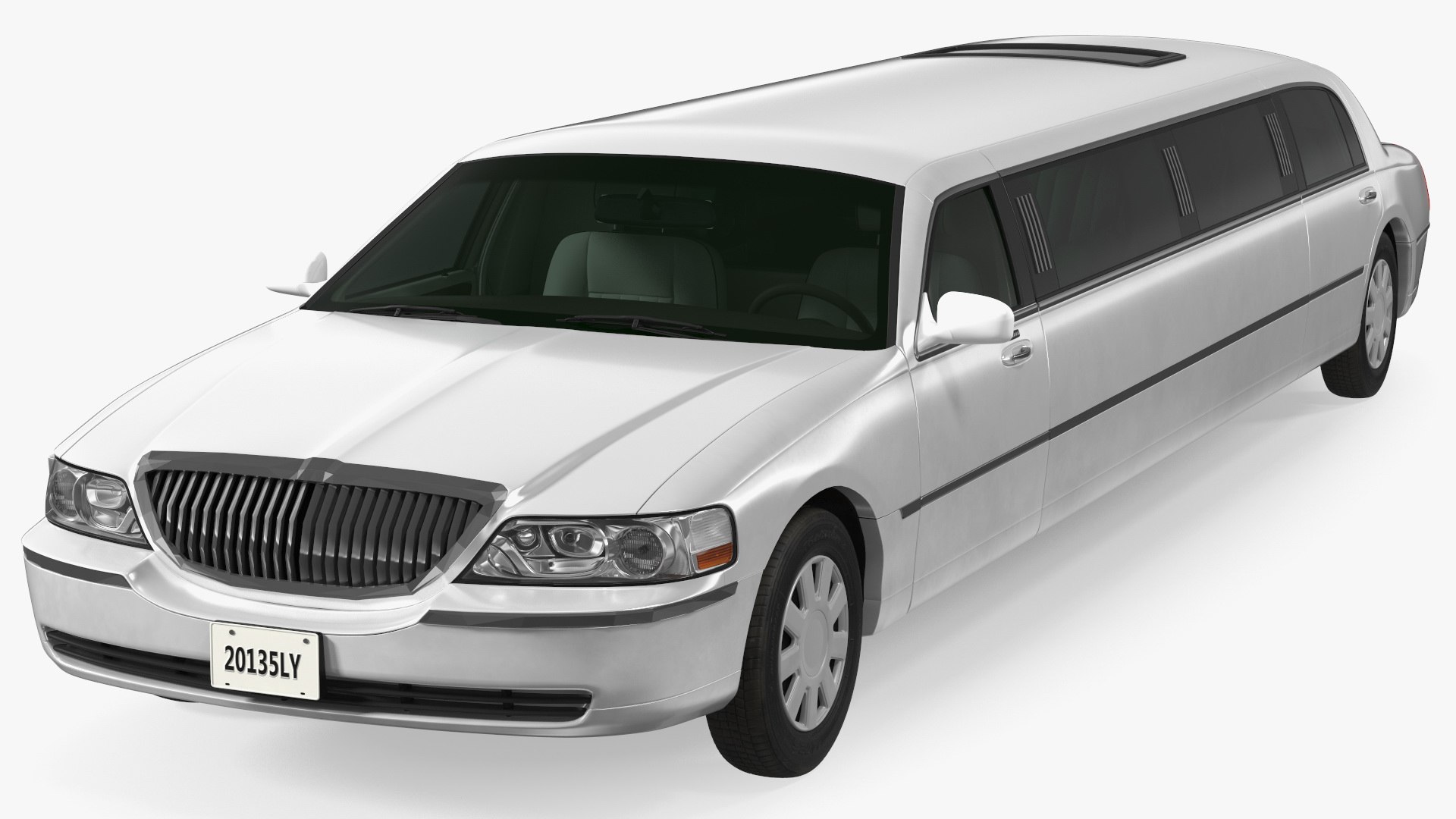 Generic Limousine White Rigged 3D model preview