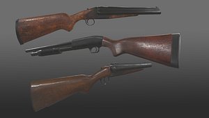 3D model gun shotgun