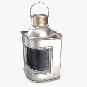 Antique Silver Ship Lantern with Black Glass Old