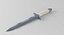 3D Printable Damascus Steel Flamberg Dagger
