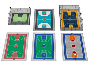 Standard sports field hoops fence model set model