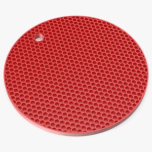 Hex Pattern Silicone Trivet Red 3D model