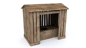 3D model old wooden outhouse
