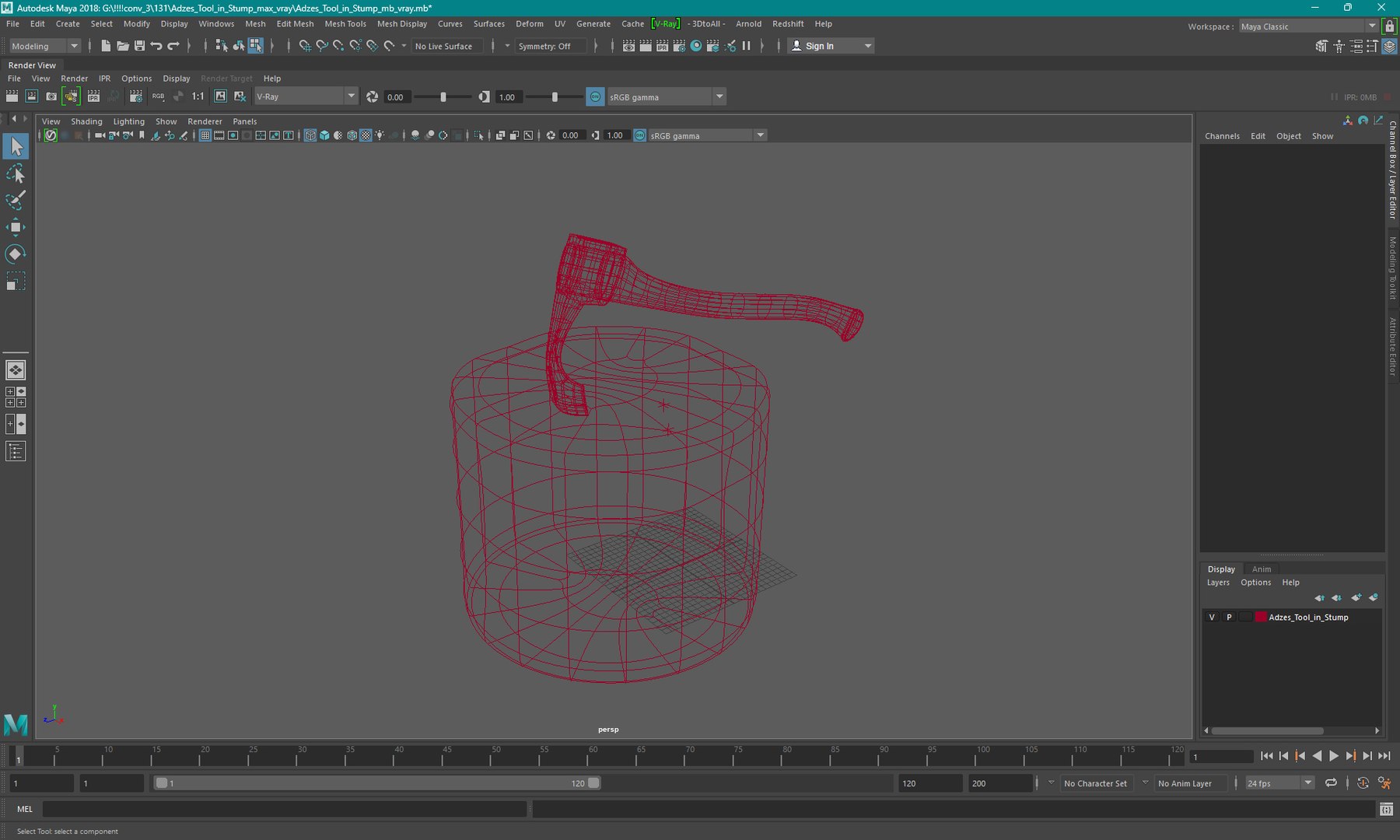 3D Adzes Tool In Stump - TurboSquid 2409907