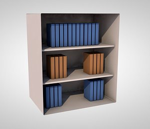 3D books shelves library