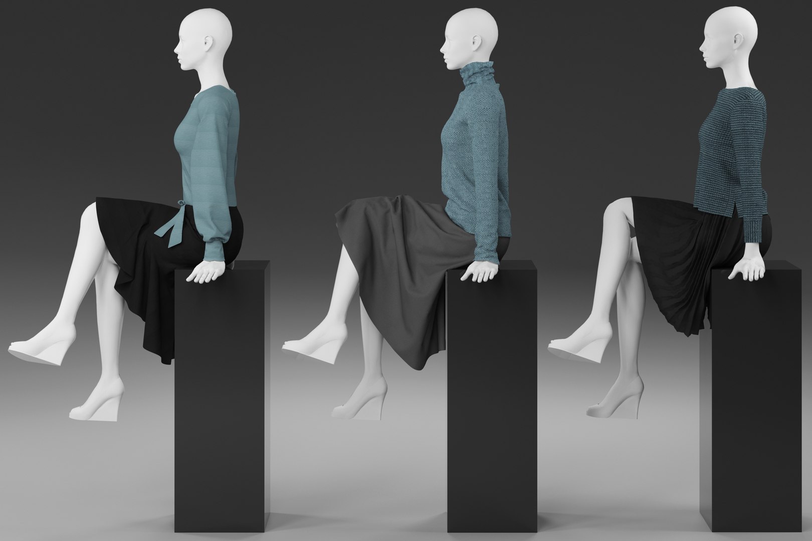 Sitting Woman Mannequin 3d Model