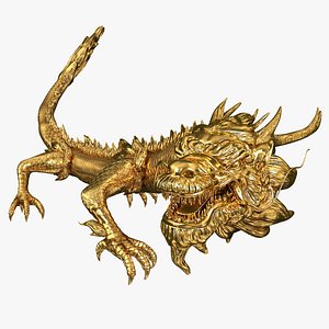 golden chinese dragon rigged 3D model